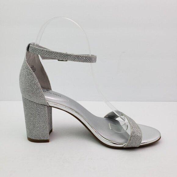 Bandolino ARMORY 2 Womens Size 7.5 Silver Sparkle Ankle Strap 3" Heel Sandals - Picture 4 of 12